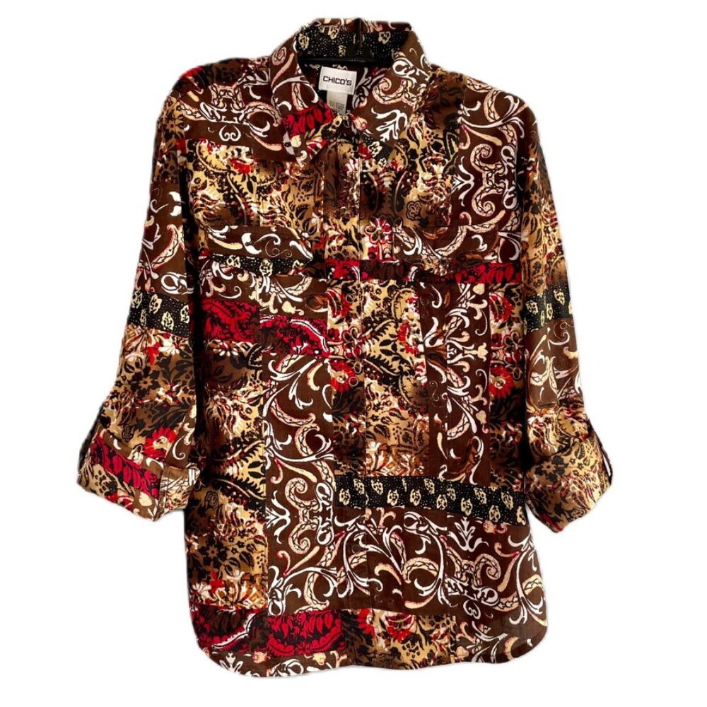 CHICO'S Women's Snap-Front Blouse - Size 0 (S)